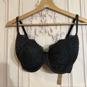 NWT SKIMS Fits Everybody Lace Bra Onyx Black Size 32DD